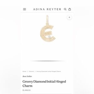 Adina Reyter Groovy Gold Diamond Initial Pendant (E)